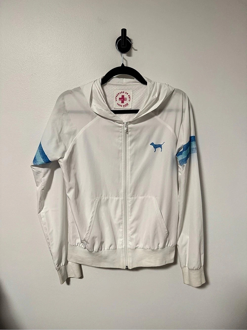 Victoria's Secret PINK Team PINK White Blue Jacket Size Medium